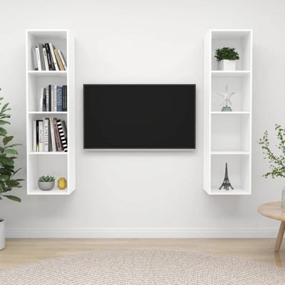 Tv-wandmeubelen 2 st spaanplaat wit