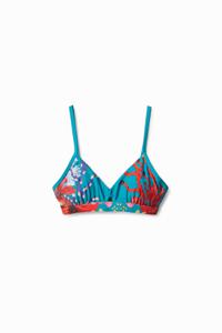 Driehoekige bikinitop met koraal - BLUE - S