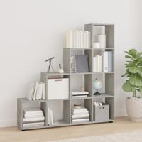 Boekenkast trapvormig 142 cm bewerkt hout betongrijs