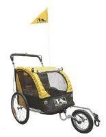 Kinderwagen met loopwiel - inklapbaar, 20 inch wielen, handrem, 2 kinderen, max 50 kg