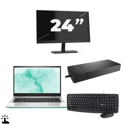 HP EliteBook 830 G8 - Intel Core i5-11e Generatie - 13 inch - Touch - 16GB RAM - 256GB SSD - Windows 11 Home + 1x 24 inch Monitor