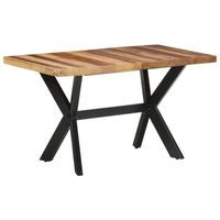 vidaXL Eettafel 140x70x75 cm massief hout met honingkleurige afwerking - thumbnail