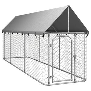 vidaXL Hondenkennel voor buiten met dak 400x100x150 cm