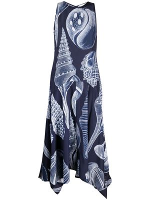 Stella McCartney robe Anabelle en soie à imprimé coquillage - Bleu