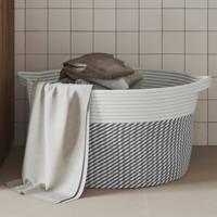 VidaXL Opbergmand ø 40x25 cm katoen grijs en wit