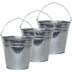 Plantenpot/bloempot emmer voor buiten - 3x - zink - zilver - D26 x H25 cm