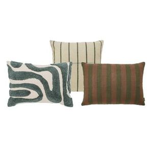 by fonQ Sierkussen Set van 3 - Wave - Linen Line - Linen Stripe