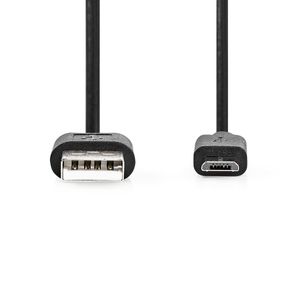 USB-Kabel | USB 2.0 | USB-A Male | USB Micro-B Male | 480 Mbps | 7.5 W | Vernikkeld | 1.00 m | Rond