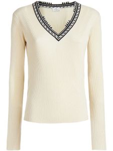 ETRO blouse nervurée à col v - Blanc