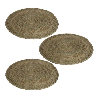 Set van 3x stuks pannen onderzetter van zeegras rond 36 x 36 cm