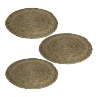 Set van 3x stuks pannen onderzetter van zeegras rond 36 x 36 cm