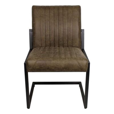 Leen Bakker - HSM Eetkamerstoel Texas - Yachtleder - Leger - Metaal/Leder - Groen - 50x55x85 Cm
