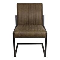 Leen Bakker - HSM Eetkamerstoel Texas - Yachtleder - Leger - Metaal/Leder - Groen - 50x55x85 Cm