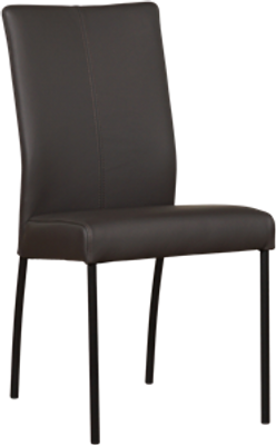 Donkerbruine leren moderne eetkamerstoel Comfort - poot rond zwart - Toledo Leer Caffe (donkerbruin leer)