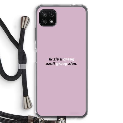 uzelf graag zien: Samsung Galaxy A22 5G Transparant Hoesje met koord