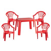 Kunststof kindertuinset tafel met 4 stoelen rood - Kinderstoelen - thumbnail
