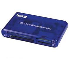 Hama USB CardReaderWriter 35in1 geheugenkaartlezer Blauw