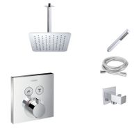 Hansgrohe Shower Select inbouw douchekraan met Mueller Cube 20cm douchekop en plafondarm regendouche chroom - thumbnail