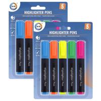 Markeer stiften - 10x stuks - fluor kleurenmix - highlighters - sneldrogend