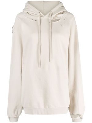 Raf Simons hoodie oversize en coton à effet usé - Tons neutres