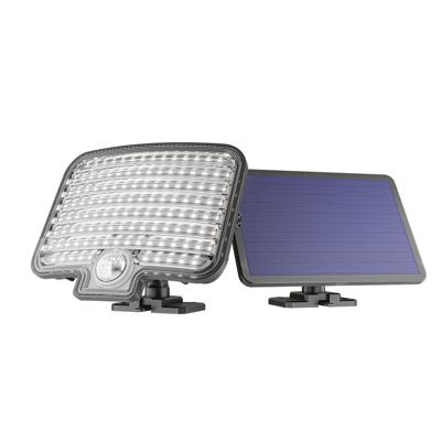 HOFTRONIC™ Colby LED Solar Wandlamp buiten met bewegingssensor - Incl. Schemersensor - Los zonnepaneel solar schijnwerper - IP44 waterdicht - 120 LED&apos;s - 7 watt - 6500K 600 lumen daglicht wit licht - Zwart