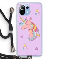 Roze eenhoorn: Xiaomi Mi 11 Lite Transparant Hoesje met koord