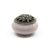 Traditionele Tibetaanse Wierookbrander Keramiek Wit/Roze