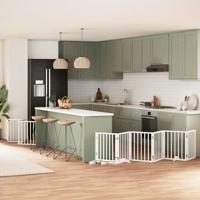 VidaXL Hondenhek inklapbaar met deur 9 panelen 450 cm populierhout wit