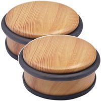 2x Stuks ronde deurstopper houtlook 10 x 4,5 cm van metaal - thumbnail