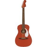 Fender Malibu Player Fiesta Red WN White Pickguard elektrisch-akoestische westerngitaar - thumbnail