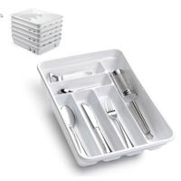 Plasticforte Bestekbak - 2x stuks - 6 vaks - wit - 40 x 30 x 7 cm - bestekhouder