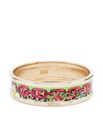 Moschino logo-engraved floral-print bracelet - Vert