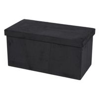 Hocker bank - poef XXL - opbergbox - zwart - polyester/mdf - 76 x 38 x 38 cm - opvouwbaar - thumbnail