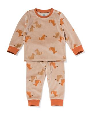 HEMA Babypyjama velvet honden bruin (bruin)