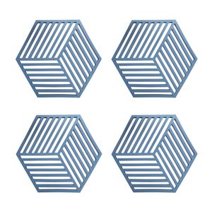 Krumble Pannenonderzetter Hexagon - Blauw - Set van 4