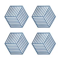 Krumble Pannenonderzetter Hexagon - Blauw - Set van 4 - thumbnail