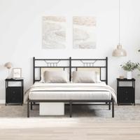 Nachtkastjes 2 st 34x35,5x50 cm bewerkt hout zwart eikenkleurig