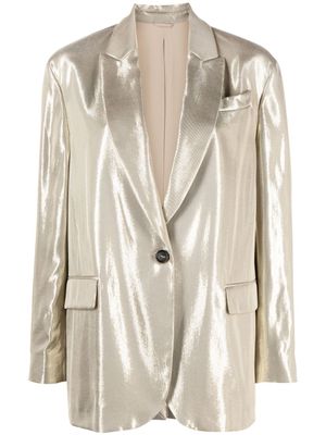 Brunello Cucinelli blazer à effet métallisé - Or