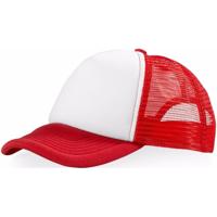 Truckers baseball cap of petje - rood/wit - voor volwassenen - verstelbaar - mesh stof - thumbnail