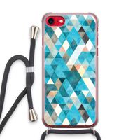 Gekleurde driehoekjes blauw: iPhone SE 2020 Transparant Hoesje met koord