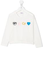 Chiara Ferragni Kids t-shirt brodé à manches longues - Blanc - thumbnail