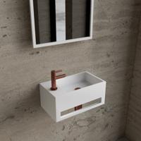 Fonteinset BWS Solid Surface Met Handdoekhouder Links Wit Koper Boss & Wessing