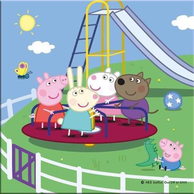 DinoToys Peppa pig kinder puzzel 3 x 55 stukjes gemaakt van stevig karton