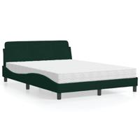 Bed met matras "Dover" fluweel donkergroen 140x190 cm