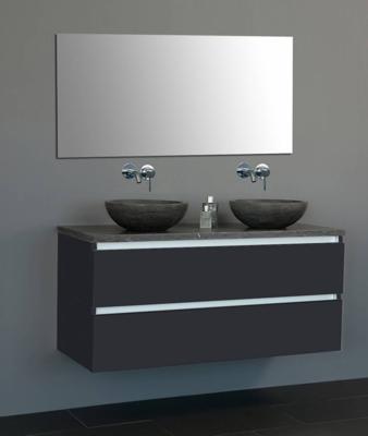 Badmeubel Trend Dynasty met 2 ronde kommen 120 Hoogglans Antraciet