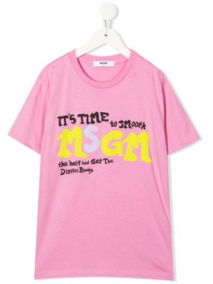 MSGM Kids t-shirt en coton à logo imprimé - Rose