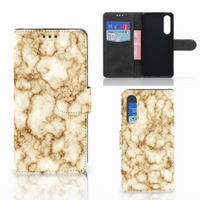 Huawei P30 Bookcase Marmer Goud - thumbnail