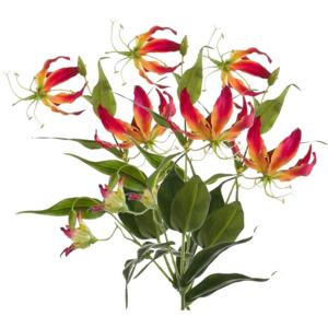 Gloriosa/Klimlelie kunstbloemen/kunstplanten - 3x - rood/geel - 75 cm