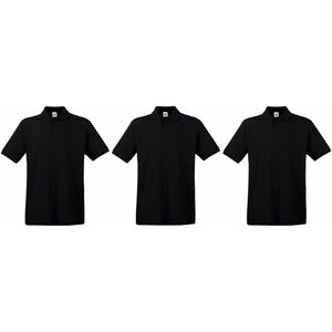 3-Pack Maat XL - Zwarte poloshirts / polo t-shirts premium van katoen voor heren