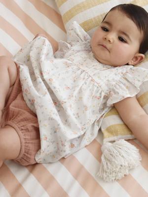 Jurk met korte mouwen voor babymeisjes ecru